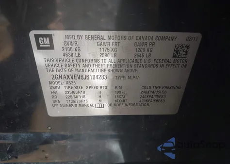 2018 Chevrolet Equinox Premier z USA, uszkodzony, nr VIN 2GNAXVEV6J6104283